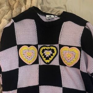 The Ragged Priest Black and Lavender Heart Sweater
